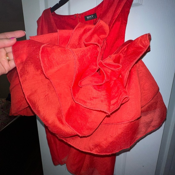 Red Ruffle Sleeve Blouse - Picture 2 of 5